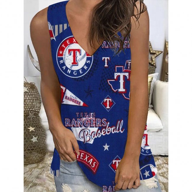 Women's Baseball Print V-neck Sleeveless Vest