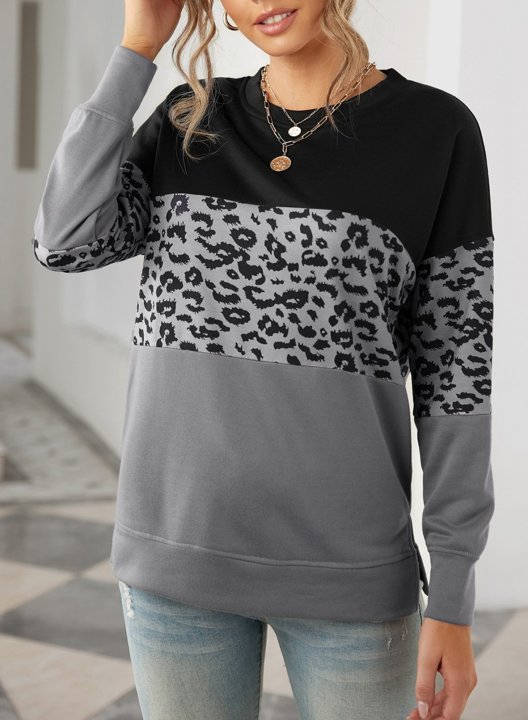 Woman's Striped Contrast Stitching Sweatshirt