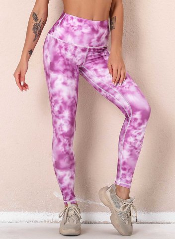 Women's Leggings Slim Color Block Tiedye Mid Waist Casual Full Length Track Pants