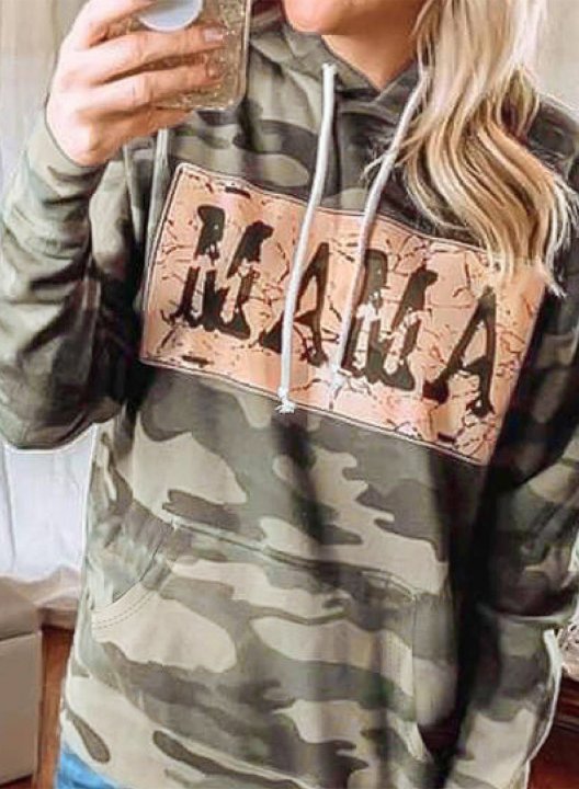 Camo Floral-Print Long Sleeve Cotton-Blend Hoodie Sweatshirt