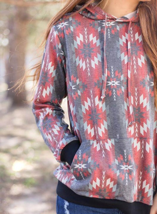 Ethnic Geometric Printed Hoodie