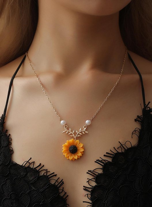 Sunflower Charm Chain Necklace