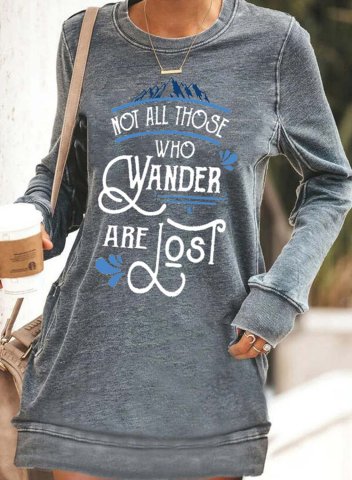 Not All Who Wander Are Lost Women's Tunics Letter Long Sleeve Round Neck Daily Sweatshirt