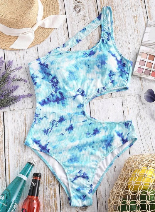 Women's One Piece Swimwear Multicolor One Shoulder One-Piece Swimsuits One-Piece Bathing Suits