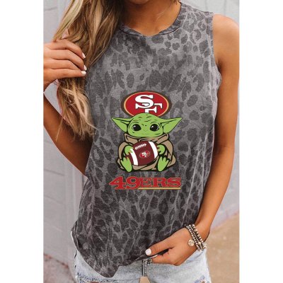 SAN FRANCISCO 49ERS Round Neck sleeveless Leopard Print T-Shirt