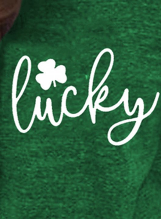 Women's Lucky Shamrock St Patrick's Day Shirt Clover Long Sleeve Round Neck Daily Casual T-Shirt