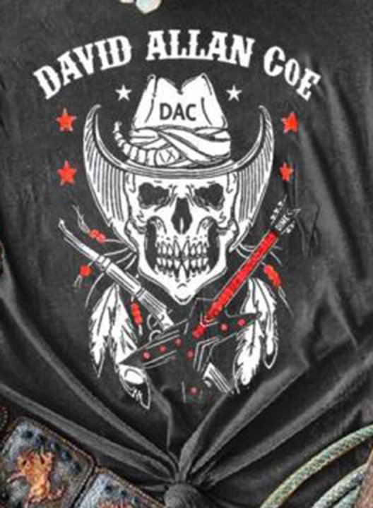 Women's David Allan Coe Casual Vintage Shirts Classic Country T-Shirt