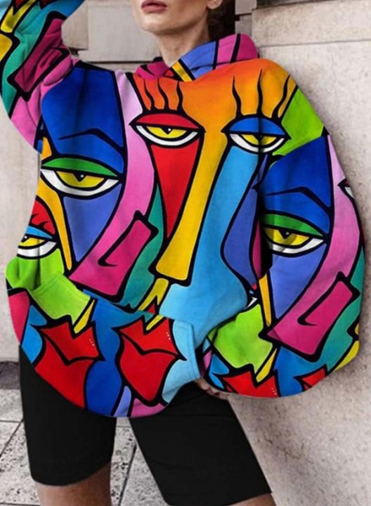 Women's Art Painting Graphic Hoodies Color Block Long Sleeve Daily Casual Loose Hoodie