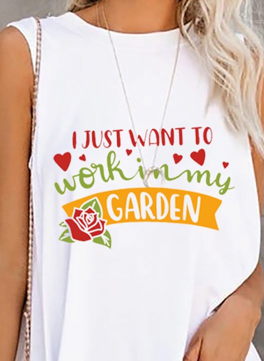 Women's Funny Graphic Tank Tops Letter I Just Want To Work In My Garden Solid Sleeveless Round Neck Daily Tank Top