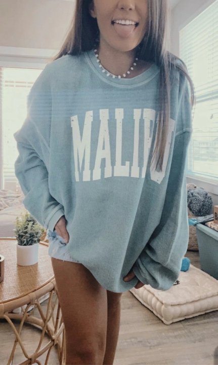 Vintage Basic Long Sleeve Blue Sweatshirt