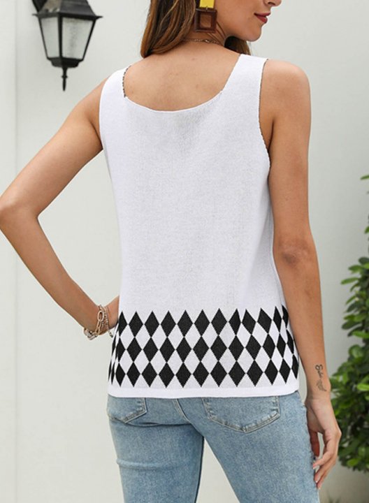 Women's Tank Tops Color Block Sleeveless V Neck Casual Tank Top