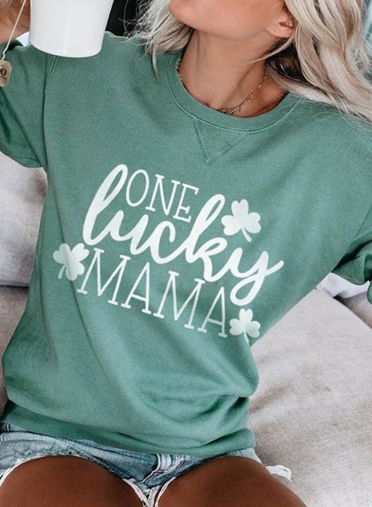 Women's Sweatshirts Saint Patrick's Day Letter Print Long Sleeve Round Neck Sweatshirt