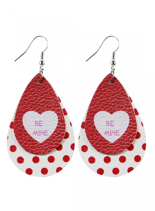 Women's Earrings Polka Dot Letter Color Block Leather Double Drop Earrings