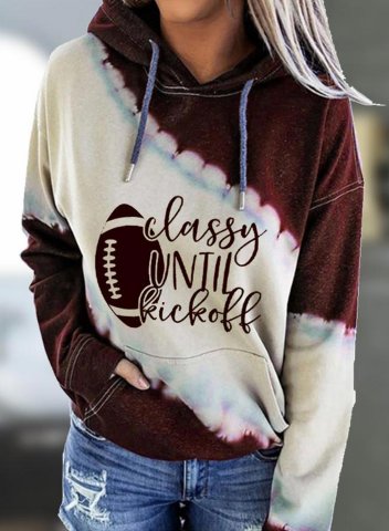 Classy Until Kickoff Women's Color Block Hoodie With Pockets