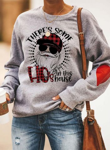 There's some Ho's in the House Women's Sweatshirts Christmas Letter Santa Print Sweatshirt