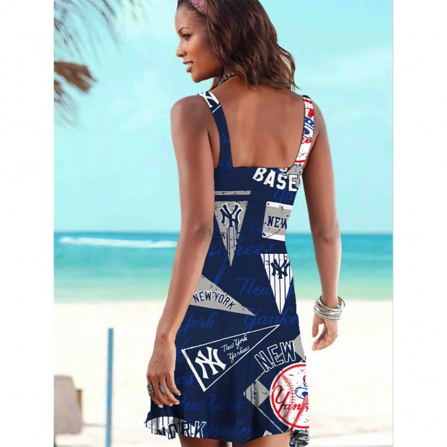 New York Yankees Tube Top Team Print Sleeveless Vest Dress