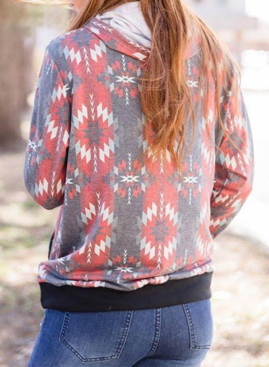 Ethnic Geometric Printed Hoodie