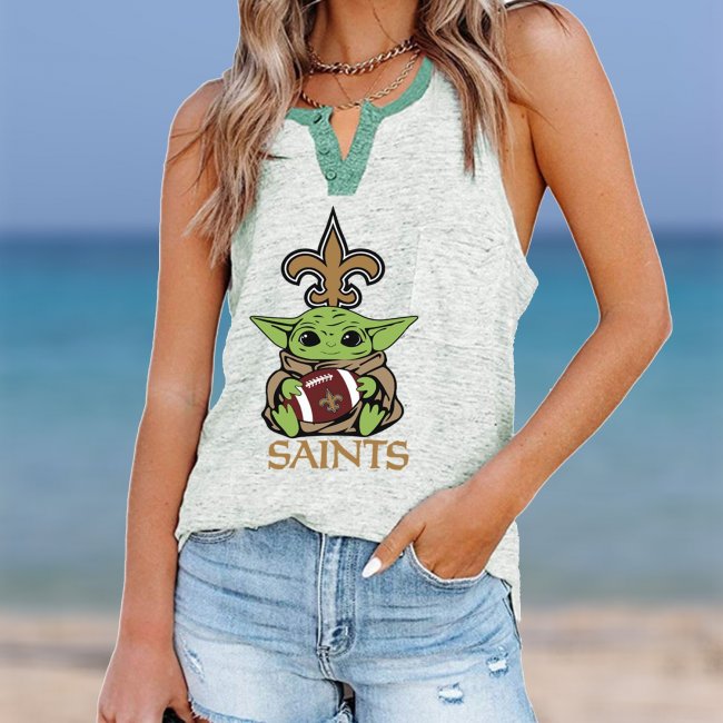 NEW ORLEANS SAINTS Should Support Yoda V- Neck Pocket Button Vests