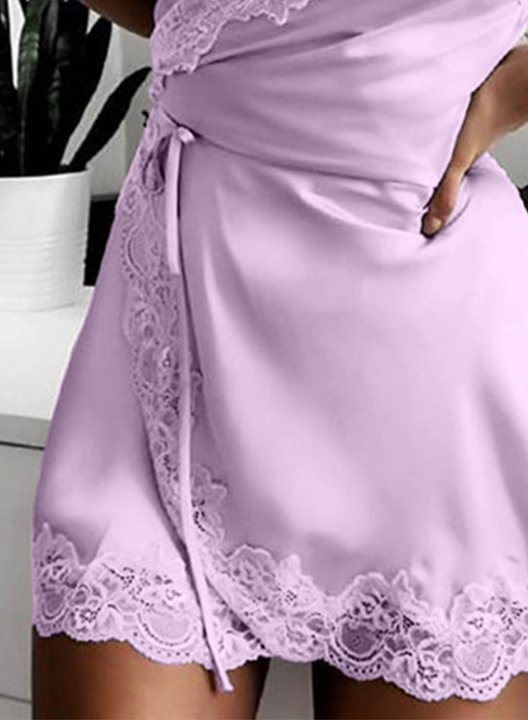 Women's Dress Bodycon Lace Solid A-line Adjustable Wire-free Spaghetti Sleeveless Date Mini Dress