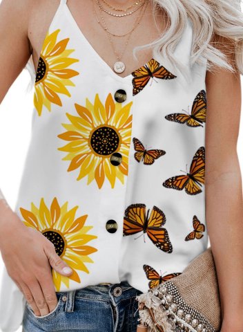 Women's Cami Tops Sunflower Butterfly Top