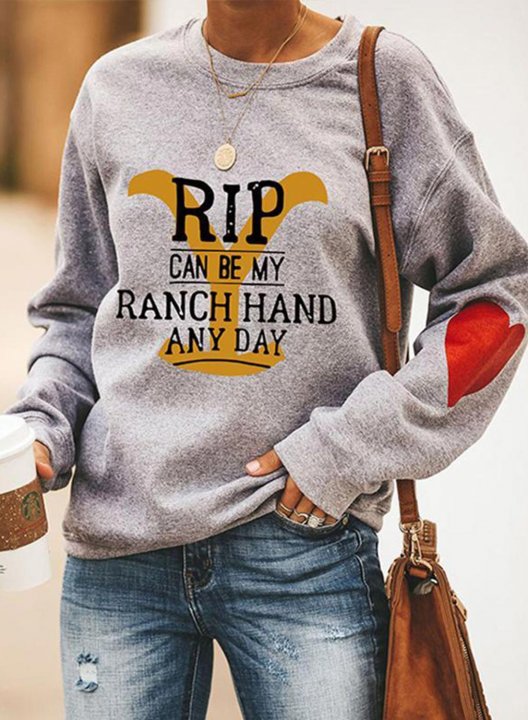 Women's RIP can Be My Ranch Hand and Day Yellowstone Print Sweatshirt Round Neck Sweatshirt