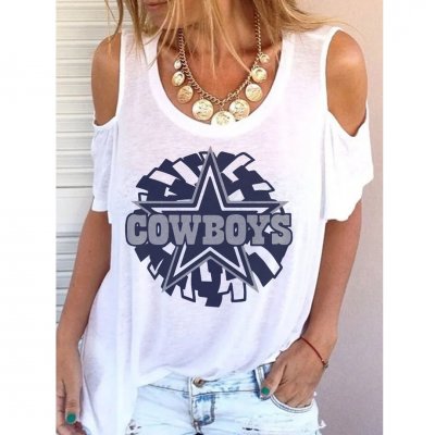 Women's Cowboys Printed Short Sleeve Tops