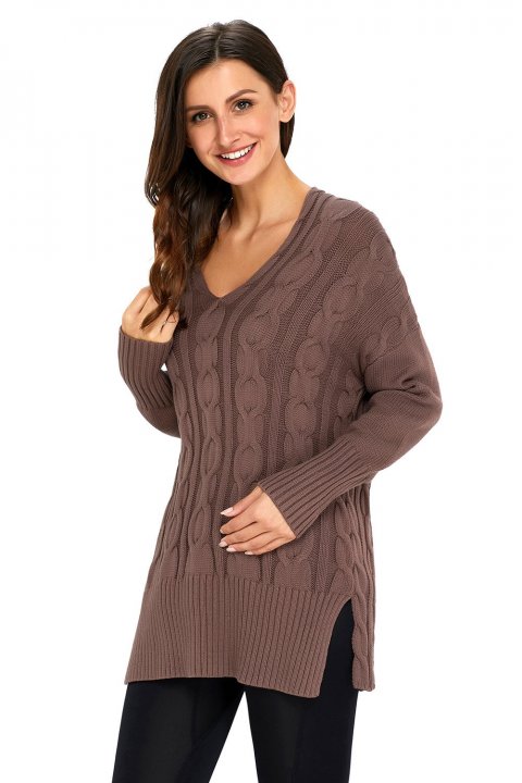 Women's Sweaters Oversized Cozy up V Neck Cut-out Knit Pullover Sweaters