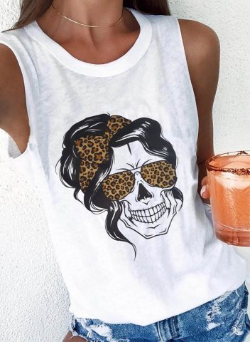 Women's Tank Tops Leopard Portrait Sleeveless Round Neck Casual Daily Tank Top