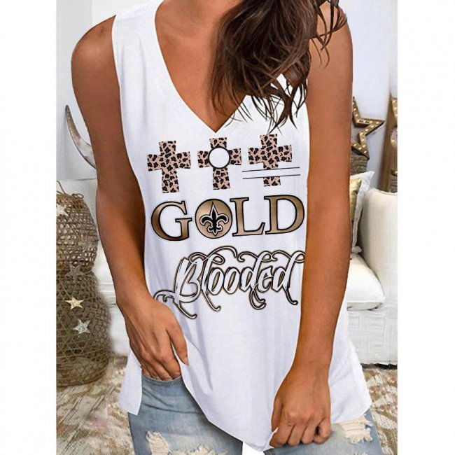 Women's New Orleans Saints Team Loose V-neck Sleeveless T-Shirt Top