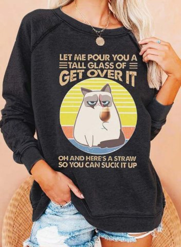 Let Me Pour You A Tall Glass Of Get Over It Women's Sweatshirts Animal Print Long Sleeve Round Neck Sweatshirt
