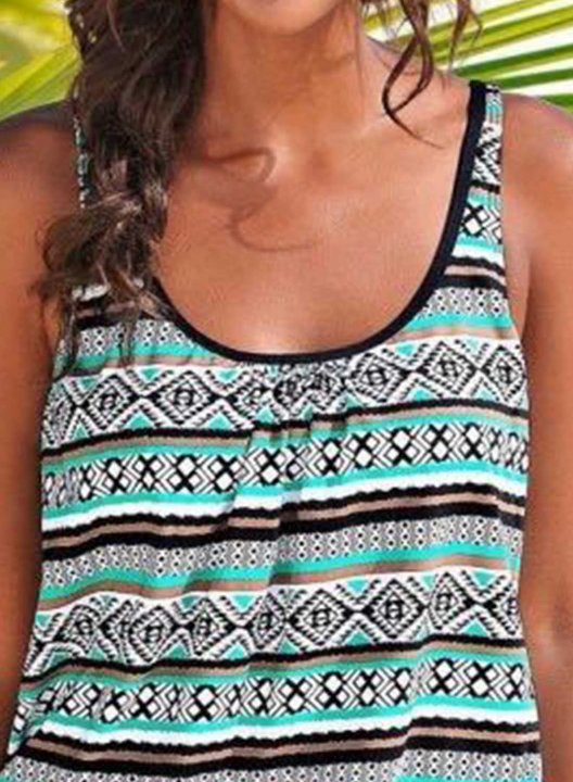 Women's Tankinis Striped Color Block U Neck Padded Tankini