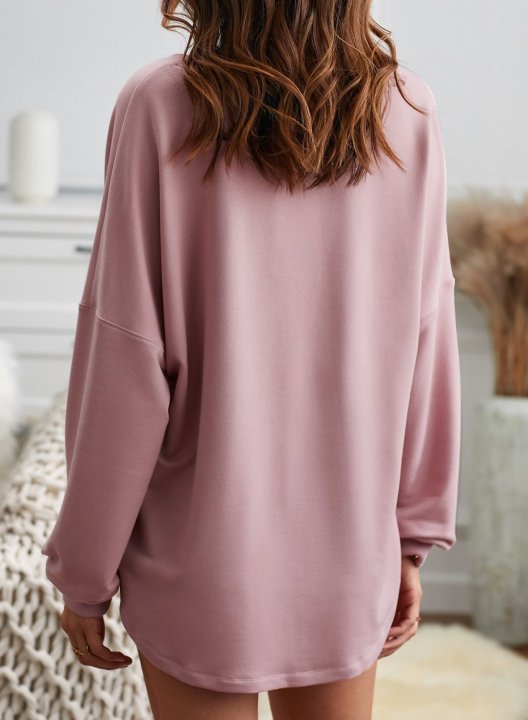 Pink/Green V Neck Long Sleeve Top