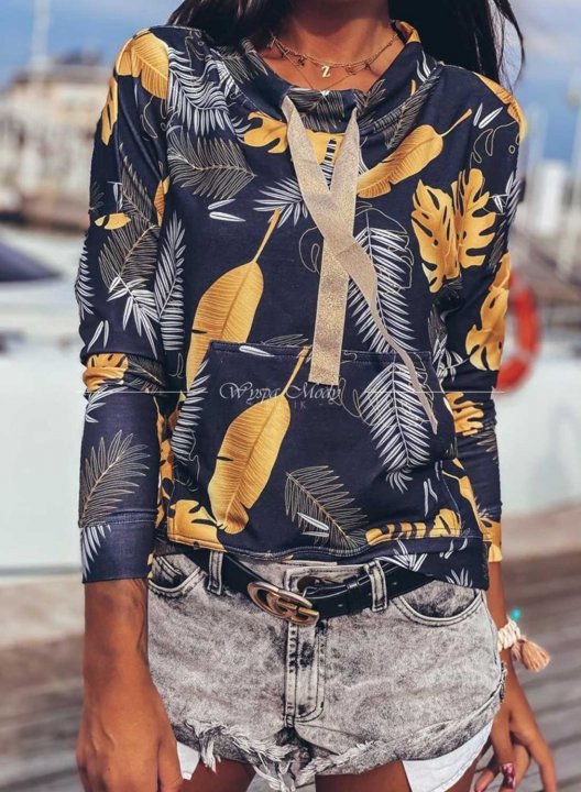 Floral Long Sleeve Round Neck Casual Sweatshirt