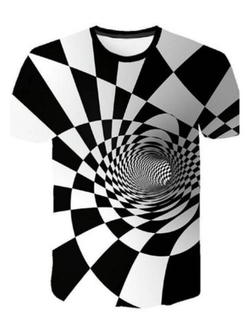 Men's 3D Graphic T-shirts Visual Color Block Round Neck Short Sleeve Casual T-shirts