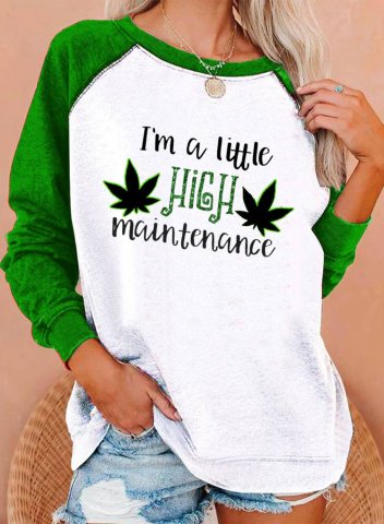 Women's I'm A Little High Maintenance Sweatshirt Color Block Long Sleeve Round Neck Casual Shirt