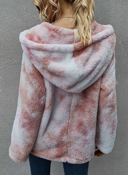 Winter Fashion Tie-Dye Hooded Women's Thick Sweatshirt