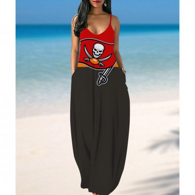 Tampa Bay Buccaneers Print Side Pocket Maxi Dress