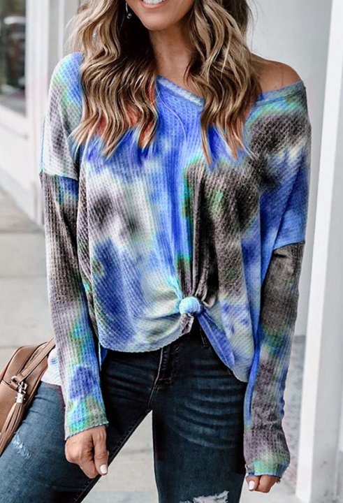 Abstract Tie Dye Long Sleeve Round Neck Sweatshirt