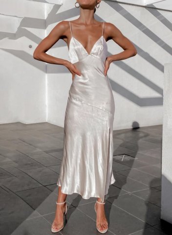 Women's Midi Dress Solid A-line Sleeveless Spaghetti Summer Daily Wedding Midi Dress