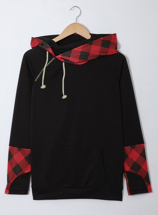 Long Sleeve Color Block Casual Hoodie