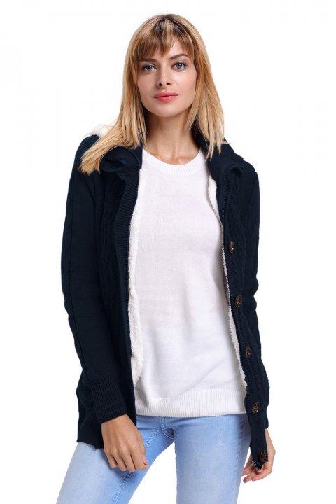 Women's Cardigans Long Sleeve Button-up Hooded Cardigans