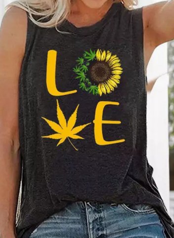 Women's Tank Tops Sunflower Letter Top