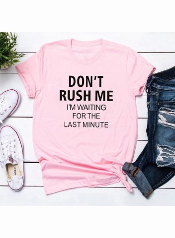 Women's Don't Rush Me I'm Waiting Until the Last Minute T-shirts Letter Short Sleeve Round Neck Casual T-shirt