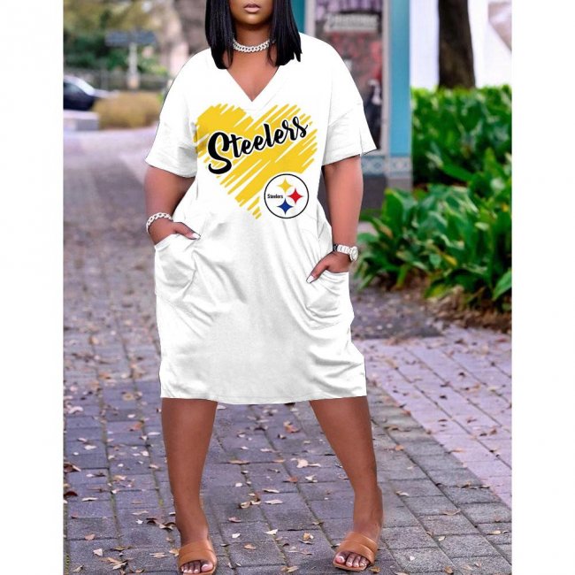 Pittsburgh Steelers print pocket dress