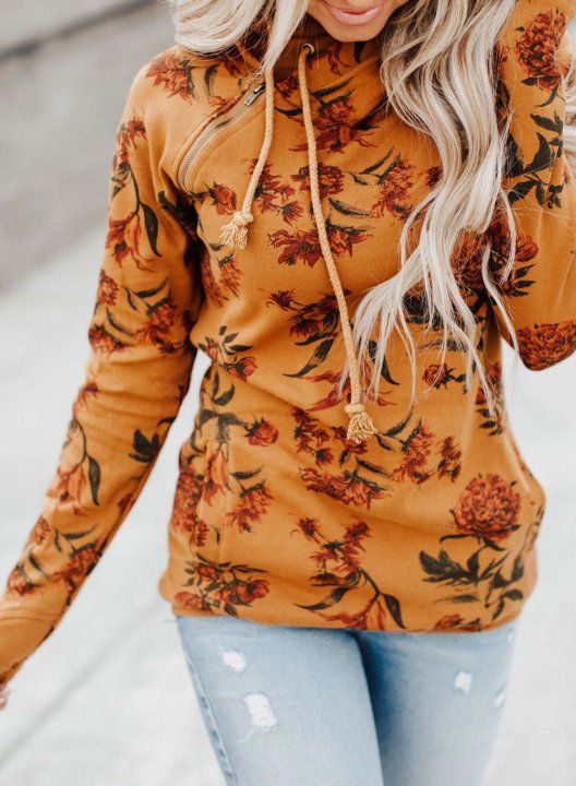 Floral Hooded Casual Hoodie