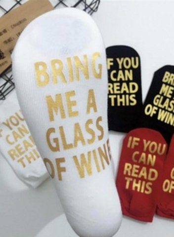 Cotton Socks If You Can Read This Bring me A Glass Of Wine Print Socks
