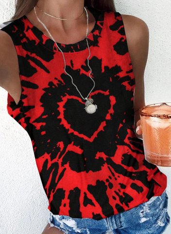Women's Tank Tops Multicolor Heart-shaped Summer Sleeveless Round Neck Basic Tops
