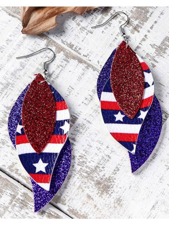 Flag Multi-layer Leaf Sequin Earrings