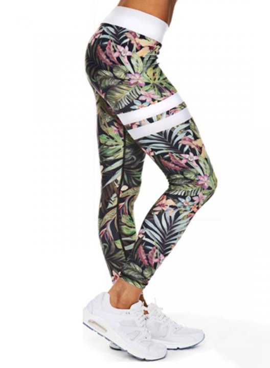 Women's Leggings Slim Camouflage Tropical Mid Waist Casual Sporty Leggings