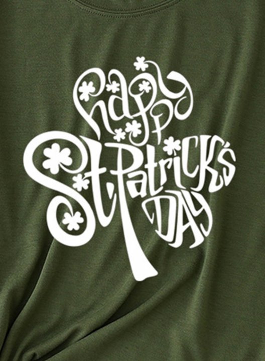 Women's T-shirts Letter Print St. Patrick's Day Short Sleeve Round Neck Holiday T-shirt